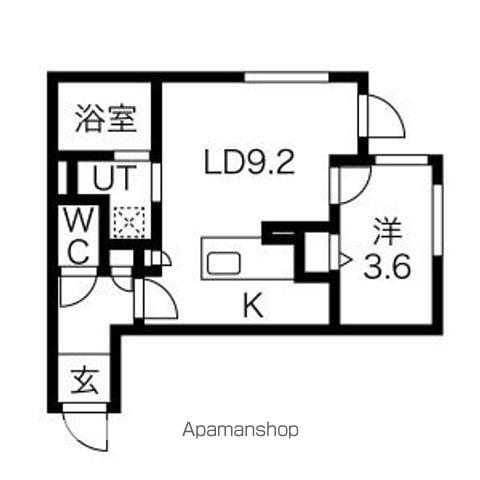アルファスクエア西28(1LDK/4階)の間取り写真