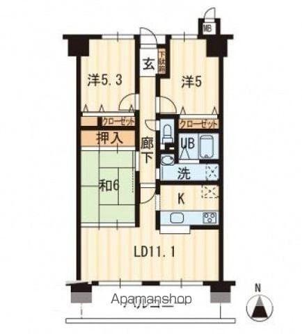 アルファステイツ木太六番館(3LDK/7階)の間取り写真