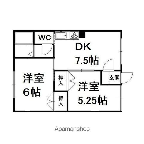 西富5号マンション(2DK/2階)の間取り写真