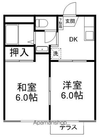 タウンコート志津(2DK/1階)の間取り写真