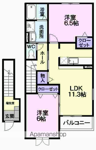 ファミーユ・ド・アンジュ(2LDK/2階)の間取り写真