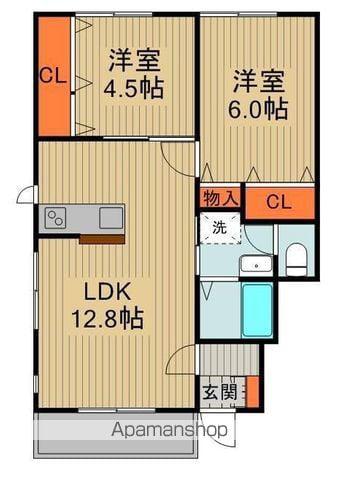 フォルトゥーナA棟(2LDK/1階)の間取り写真