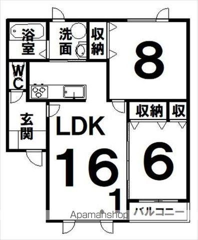 GEOⅡ(2LDK/1階)の間取り写真