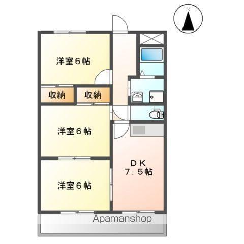 マンションレイゴ(3DK/1階)の間取り写真
