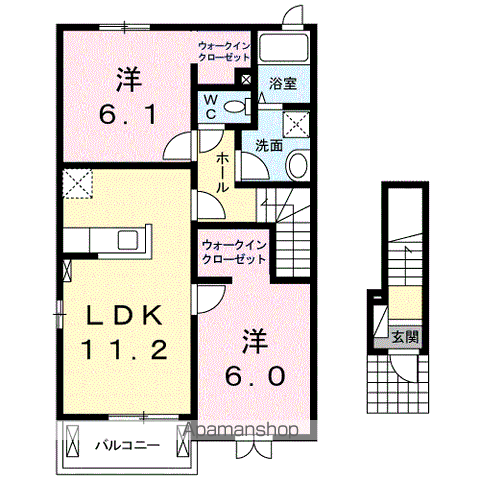ジェルメ・エストⅡ(2LDK/2階)の間取り写真