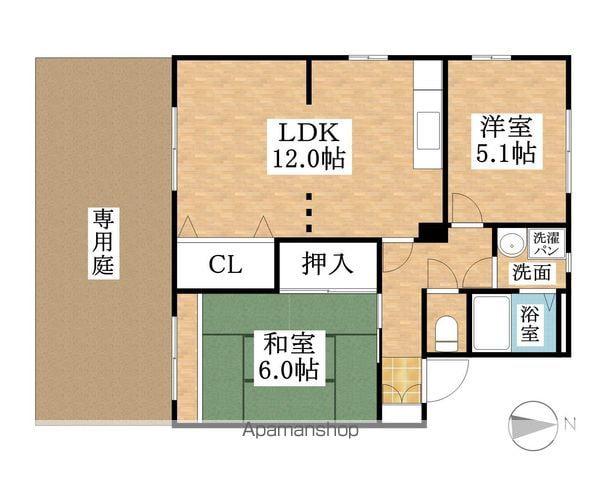 ドエルクレセント(2LDK/1階)の間取り写真