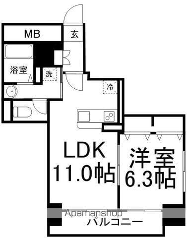 リラ二十人町(1LDK/3階)の間取り写真