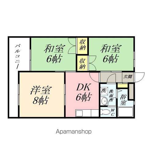難波アパート(3DK/2階)の間取り写真