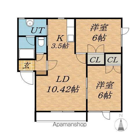 ディアーナB(2LDK/1階)の間取り写真