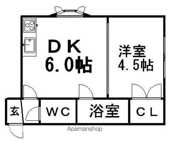コーポHS東札幌(1DK/4階)の間取り写真