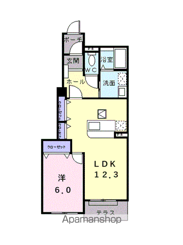 メアリー・ローズⅣ(1LDK/1階)の間取り写真
