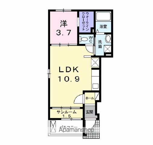 北斗七星(1LDK/1階)の間取り写真