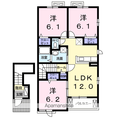 エテルノB(3LDK/2階)の間取り写真