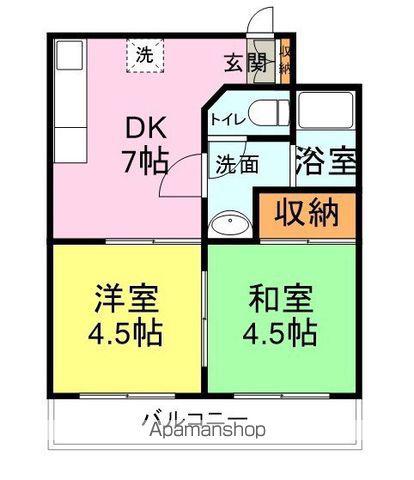 ワンモア2ビル(2DK/4階)の間取り写真