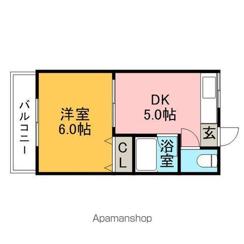 ハッピーハイツ津古(1DK/3階)の間取り写真
