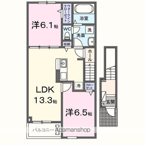 グラン ビレッジ ウー Ⅲ(2LDK/2階)の間取り写真