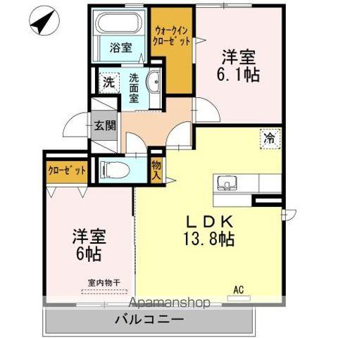 リヴェール馬出(2LDK/2階)の間取り写真