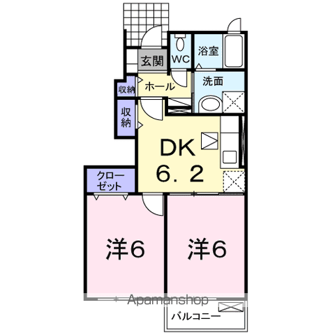 マードレD(2DK/1階)の間取り写真