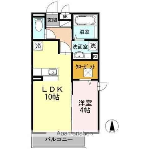 ラ・プランタン北野(1LDK/1階)の間取り写真