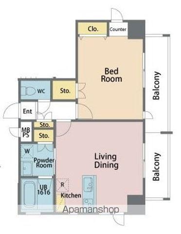 サンドキャッスル佐古一番町(1LDK/4階)の間取り写真