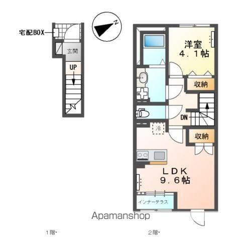 土浦市蓮河原新町 (1LDK/2階)の間取り写真