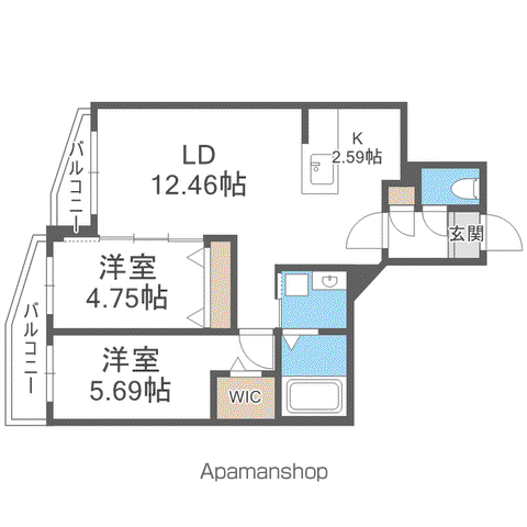 DIORE RESIDENCE SAPPORO(2LDK/2階)の間取り写真