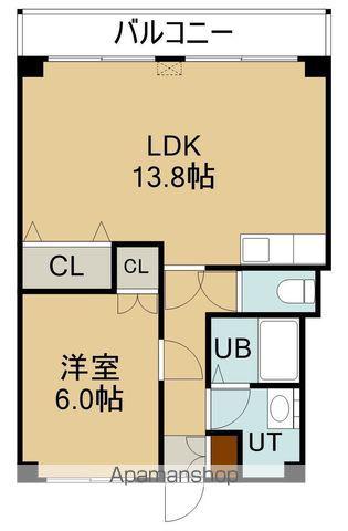 ロイヤルシティ参番館 若松町(1LDK/2階)の間取り写真