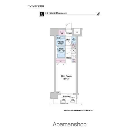 コンフォリア京町堀(ワンルーム/5階)の間取り写真