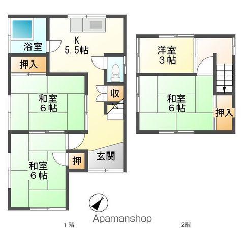 常磐線 土浦駅 徒歩24分 2階建 築56年(4K)の間取り写真