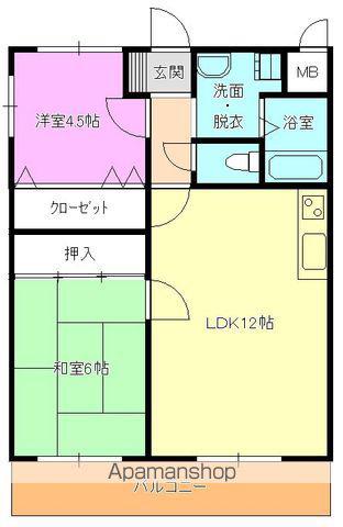 シャインパレス河東(2LDK/4階)の間取り写真