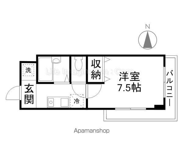 アルカディア堂山(1K/2階)の間取り写真