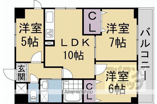 パインフィールド二条城(3LDK/8階)の間取り写真