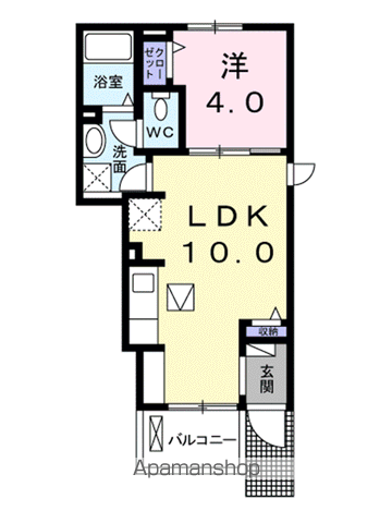 ラ・ポルト(1LDK/1階)の間取り写真