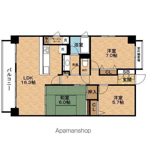GRANDEMAISON中津(3LDK/8階)の間取り写真