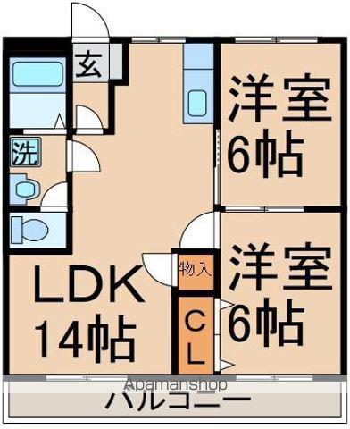 ラ・フォーレ美堀(2LDK/1階)の間取り写真