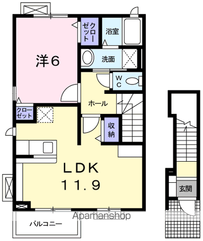 オペラ.T(1LDK/2階)の間取り写真