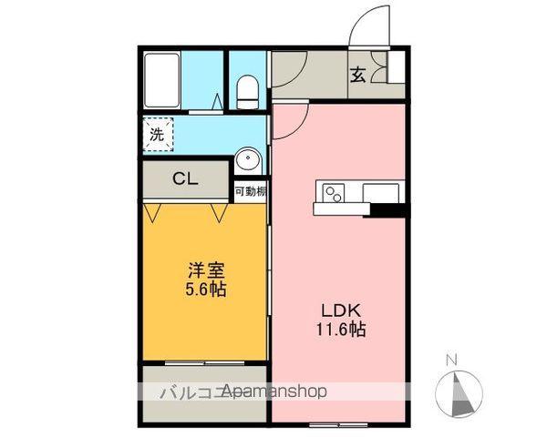 フレシールⅢ(1LDK/2階)の間取り写真
