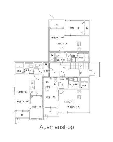 シャロム周船寺(1LDK/3階)の間取り写真