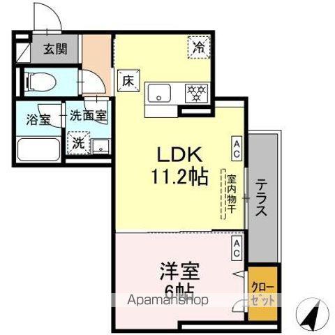 D-ASSET矢崎町(1LDK/1階)の間取り写真