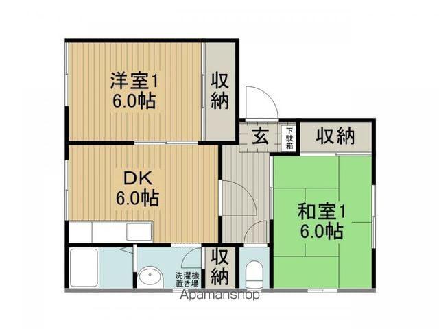 ハウゼ森C(2DK/1階)の間取り写真