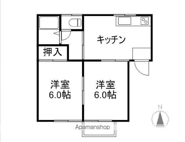 コーポ郷野目(2DK/2階)の間取り写真