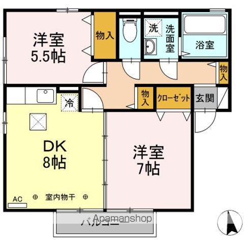 アークパル A(2DK/1階)の間取り写真