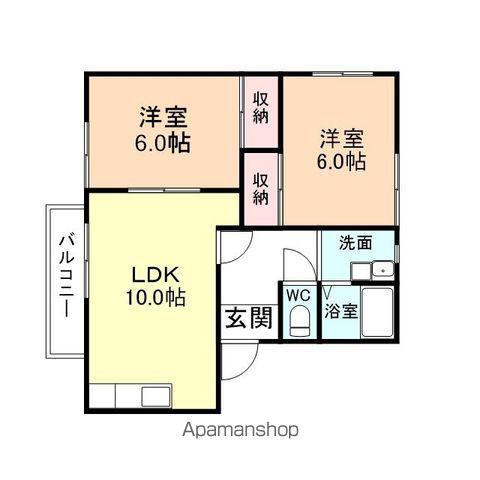 リヴェール射水(2LDK/2階)の間取り写真
