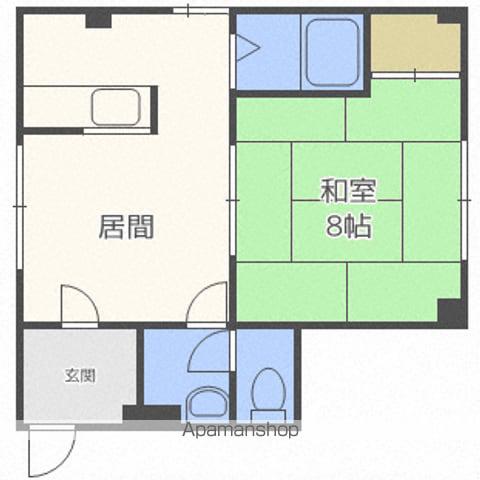 若葉ハウス(1LDK/4階)の間取り写真
