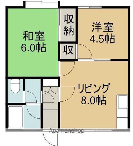 コーポみぞえ(2DK/1階)の間取り写真