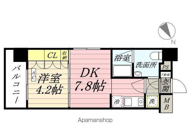 ラグジュアリーアパートメント横浜黄金町(1DK/5階)の間取り写真