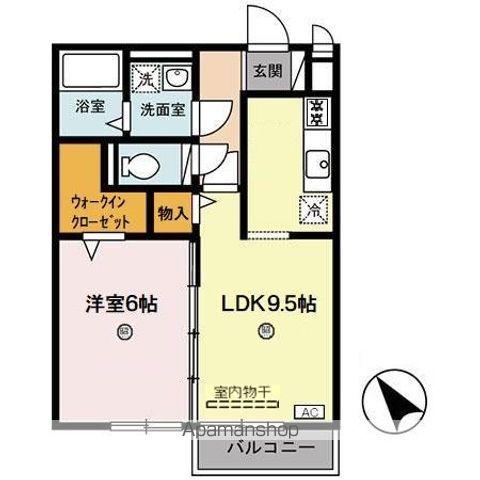 リビングタウン瀬田B棟(1LDK/2階)の間取り写真