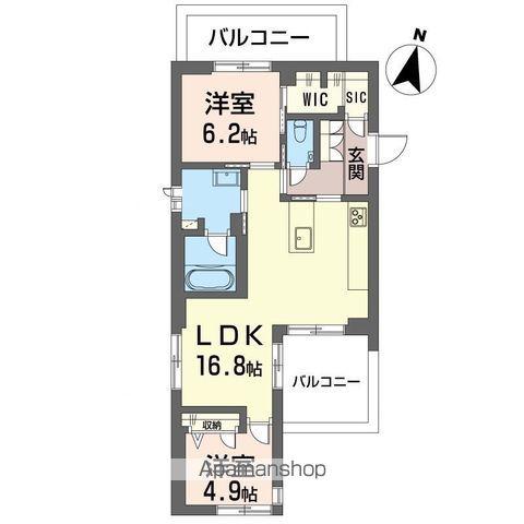 アロン・ド・赤堤(2LDK/4階)の間取り写真
