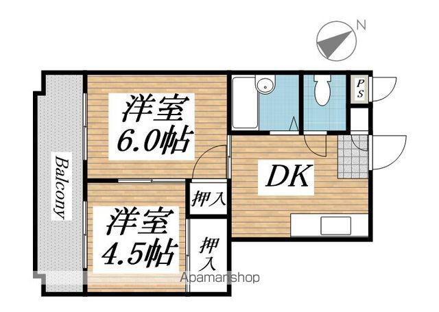 プレアール茶屋町(2DK/4階)の間取り写真