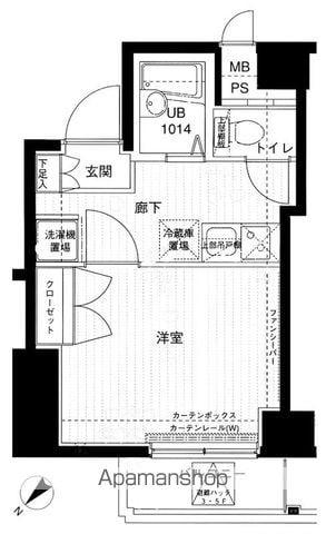 メインステージ神田岩本町Ⅱ(1K/3階)の間取り写真